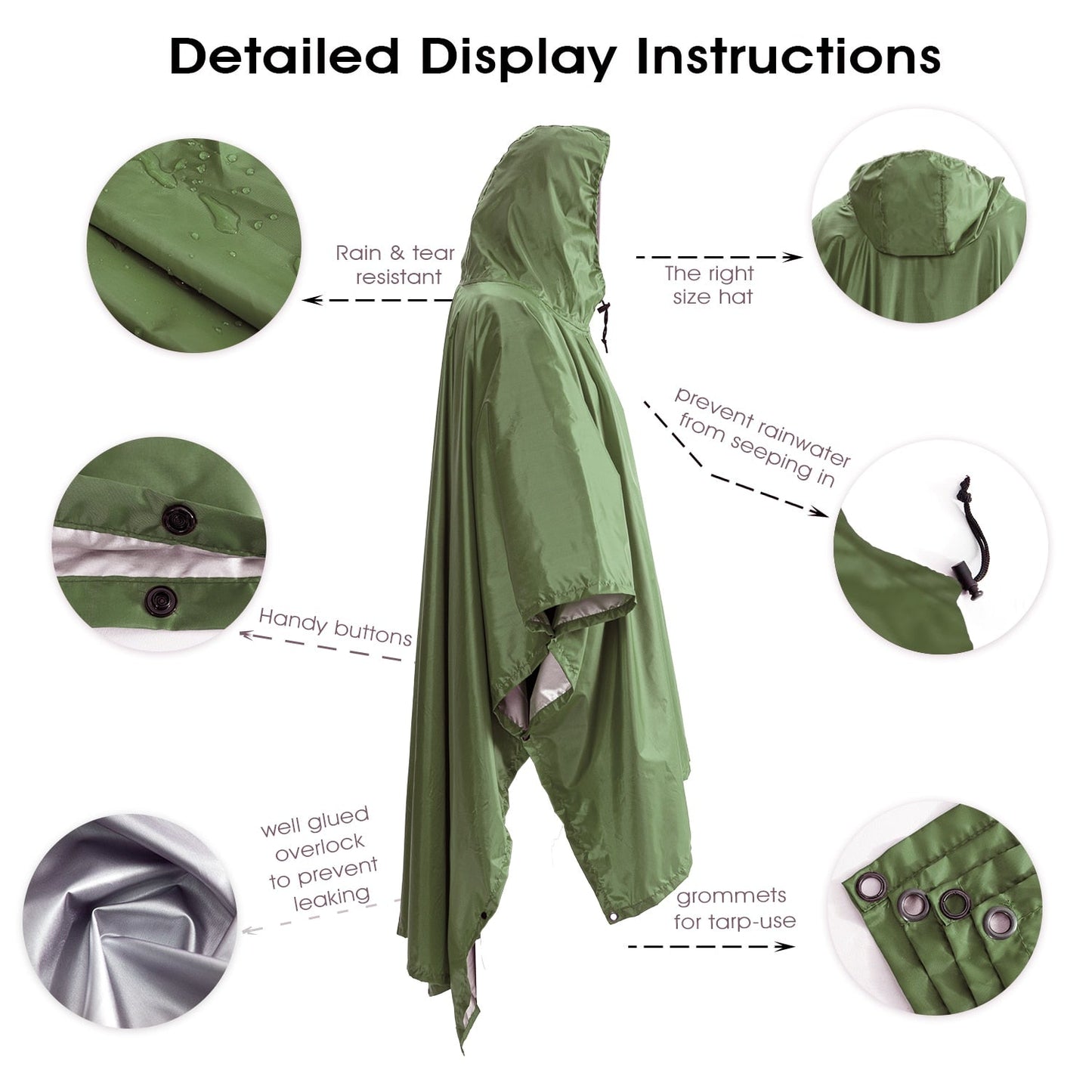 Packable 3-in-1 Rain Poncho, Blanket and Rain Fly - ULT Gear